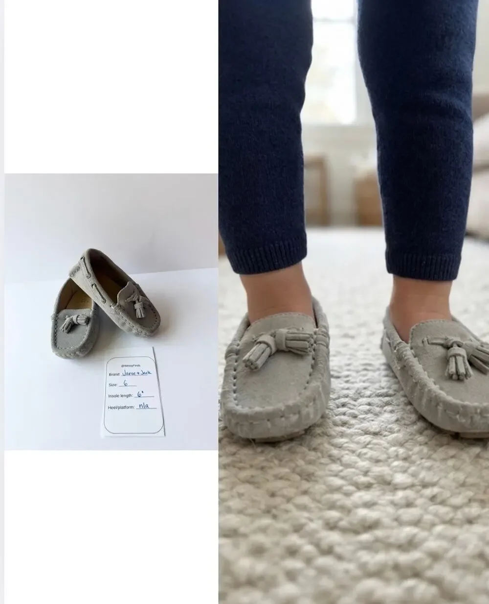 Janie and Jack Gray Suede Tassel Driving Moccasins Baby Size 6